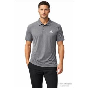 Adidas Men's Golf Polo Shirt Gray Heather Short Sleeve Size Medium